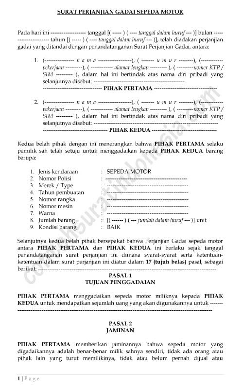 Contoh Surat Pernyataan Jual Beli Motor Feed News Indonesia