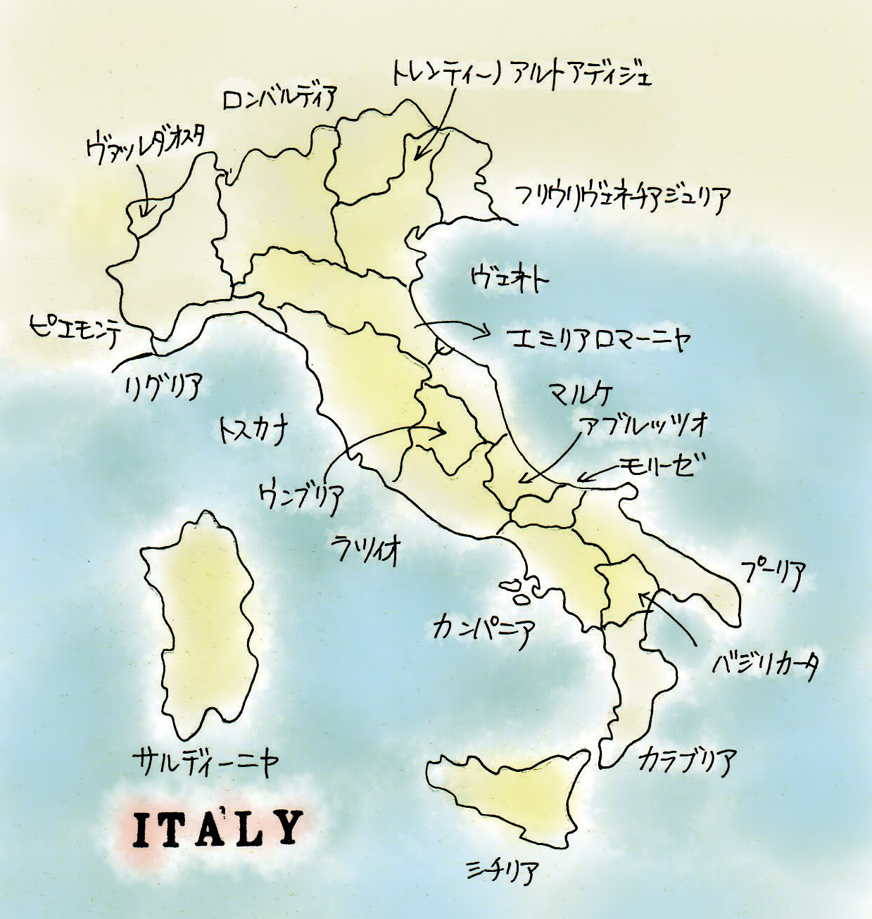 おしゃれな イタリア 地図 フリー イラスト 写真