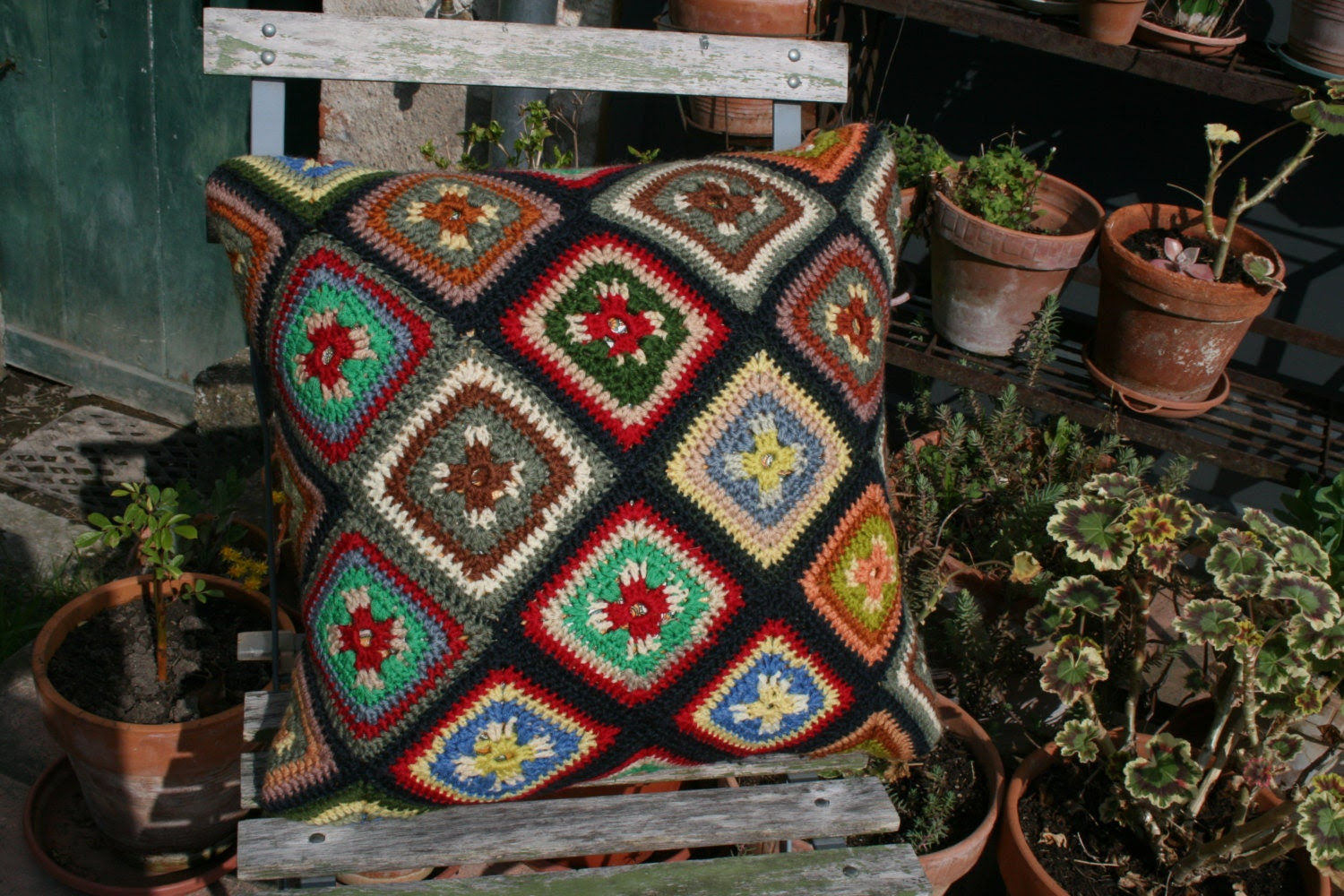 Diamant: Vintage cushion, granny squares - gipsyplaid Diamant: Vintage cushion, granny squares - gipsyplaid
