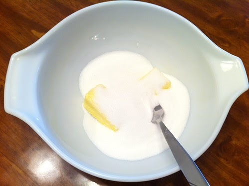 Butter and Sugar in Pyrex Cinderella Bowl