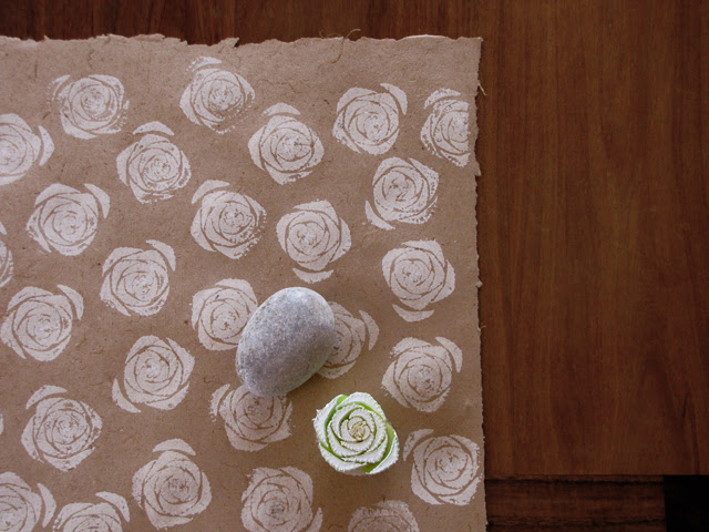 Celery stamped wrapping paper