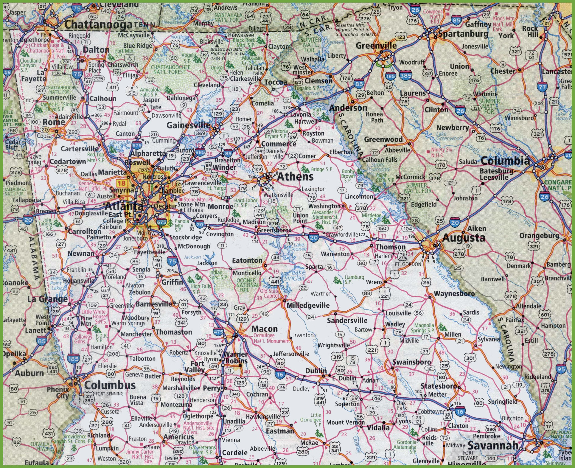 Road Map Of Tennessee And Georgia - Long Dark Ravine Map