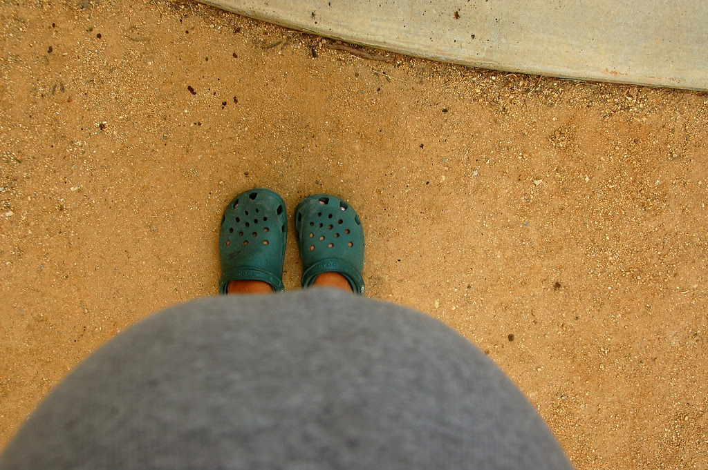 hi baby and gardening shoes