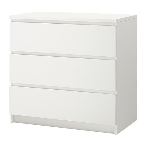 MALM Chest of 3 drawers, white Width: 80 cm Depth: 48 cm Height: 78 cm  