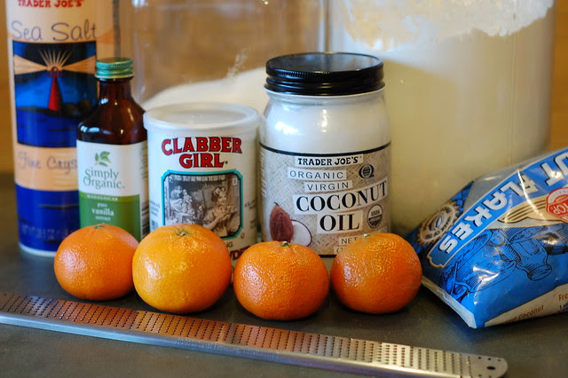 Ingredients for Vegan Mandarin Coconut Cookies by Eve Fox, Garden of Eating blog, copyright 2013