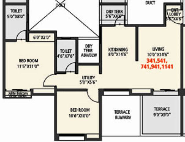Tropica Ravet - 2 BHK Flat 674 sq..ft carpet + terrace - G Building