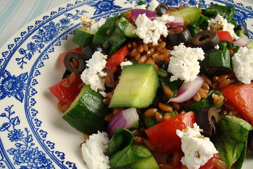 Greek-ish Salad with Spelt Berries