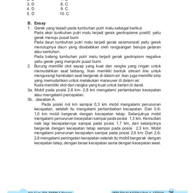 Jawaban Uji Kompetensi Bab 2 Ipa Kelas 8 Kurikulum 2013 Dunia Sekolah
