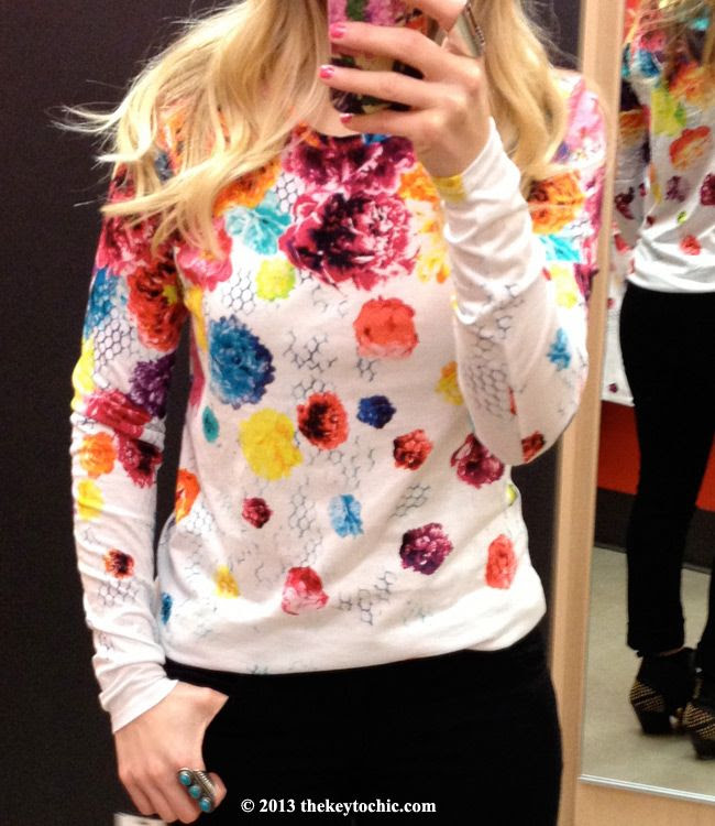 Prabal Gurung for Target floral crush long sleeved t-shirt top, Prabal Gurung for Target fitting room review