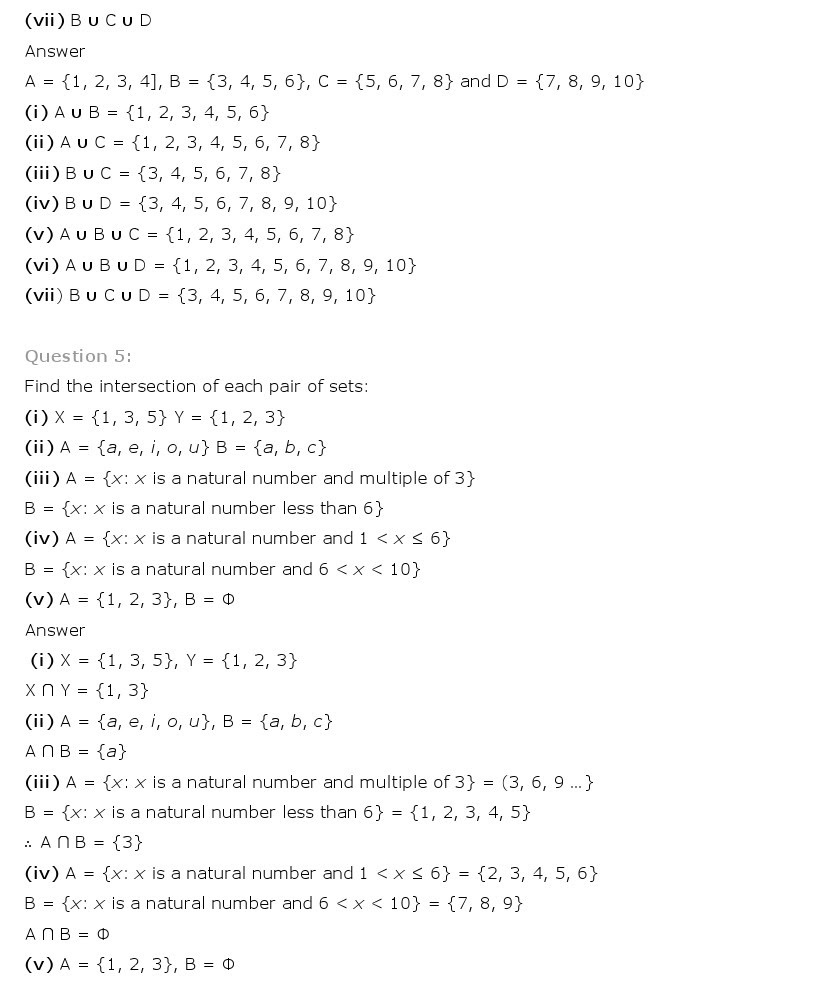 NCERT Solutions for Class 11th Maths Chapter 1 - Sets