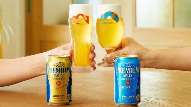 【SUNTORY PREMIUM 賀年冠雪之富士啤酒杯】日本直送 網店獨家