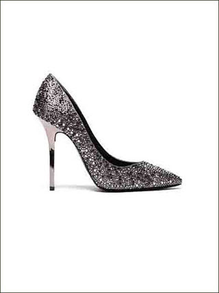 Décolleté con tacco a spillo e swarovski applicati, Diego Dolcini.