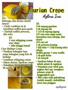 Resepi Durian Crepe Azlina Ina Copd Blog K