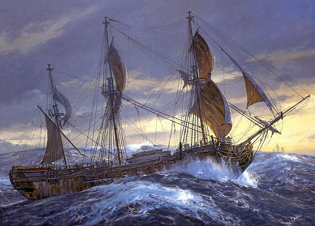 Doomed: HMS Wager got caught in heavy seas after setting sail from England in 1740