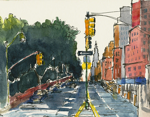 Looking south from Frederick Douglass Circle, New York, NY