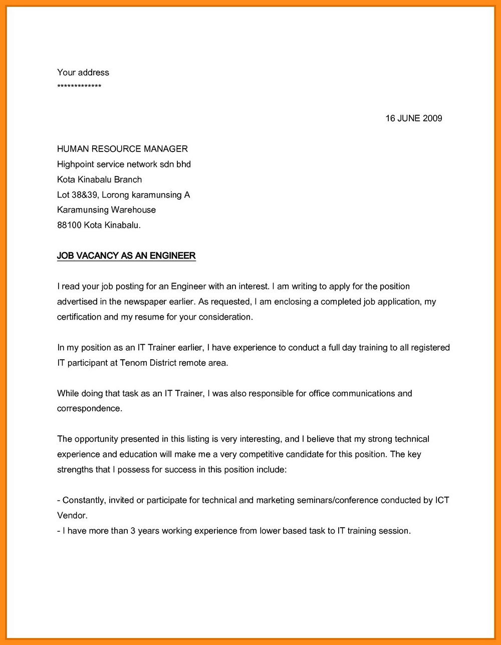 Best Application Letter For Job Vacancy Sample : Cover Letter Examples For  Different Jobs And Careers