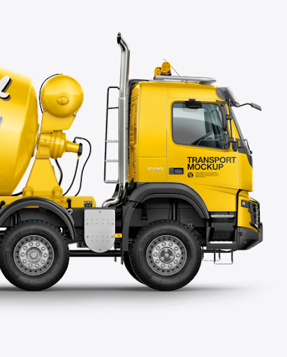 Download Volvo Mixer Truck Mockup Side View Object Mockups