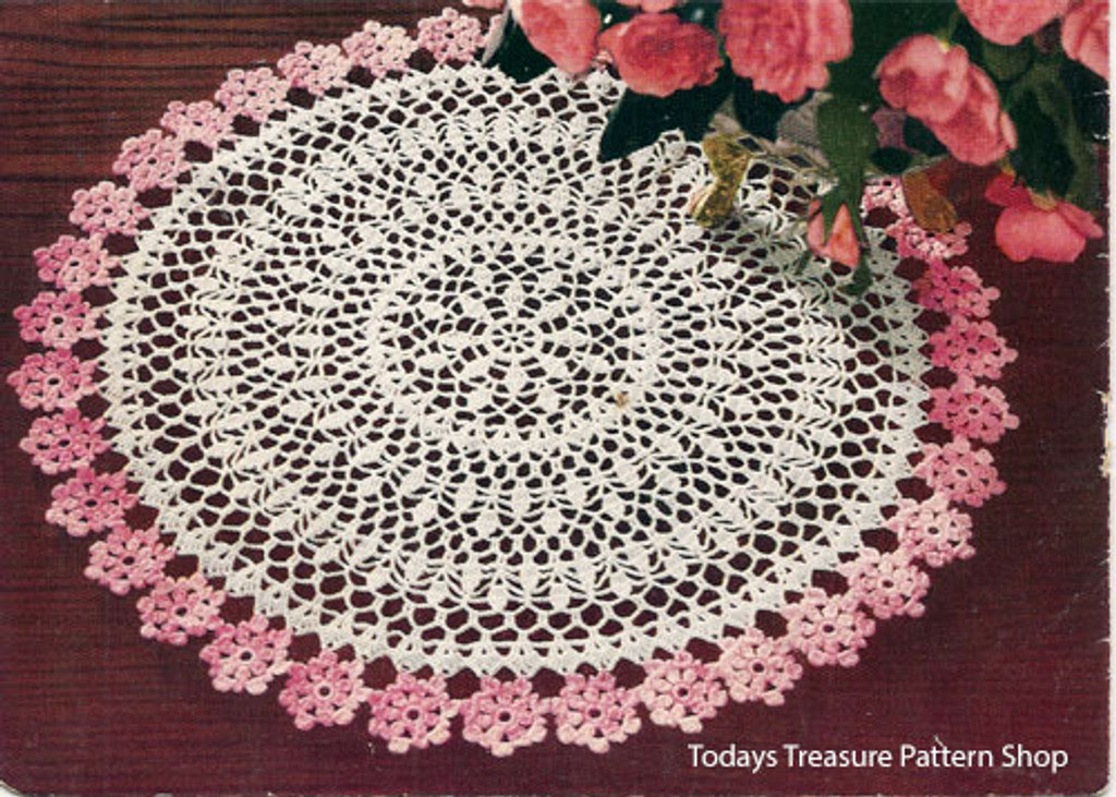 Pink Flower Doily Crochet Pattern 