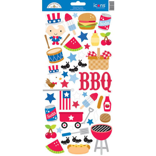 Doodlebug Design - Patriotic Picnic Collection - Cardstock Stickers - Icons
