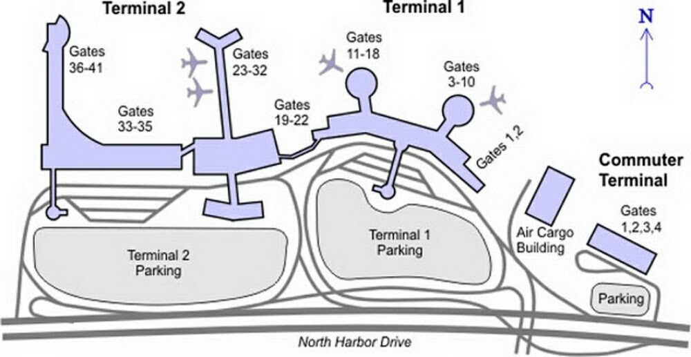 San Diego Airport Map Terminal 1