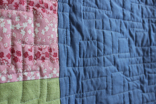 Green and Red Split Log Cabin Quilt