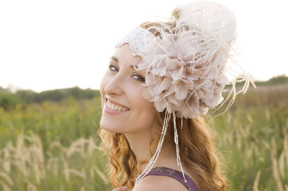 1920's-Inspired-Pale-Pink-Bridal-Headband-Weddings-Hand-Embroidered-Soft-Headpiece-Spring-Summer-Vintage-Feather-Flower-Romantic - EllaGajewskaHATS 1920's-Inspired-Pale-Pink-Bridal-Headband-Weddings-Hand-Embroidered-Soft-Headpiece-Spring-Summer-Vintage-Feather-Flower-Romantic - EllaGajewskaHATS