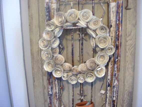 Book page roses wreath