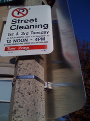 One Block of Street Cleaning Signs on Dunster Road