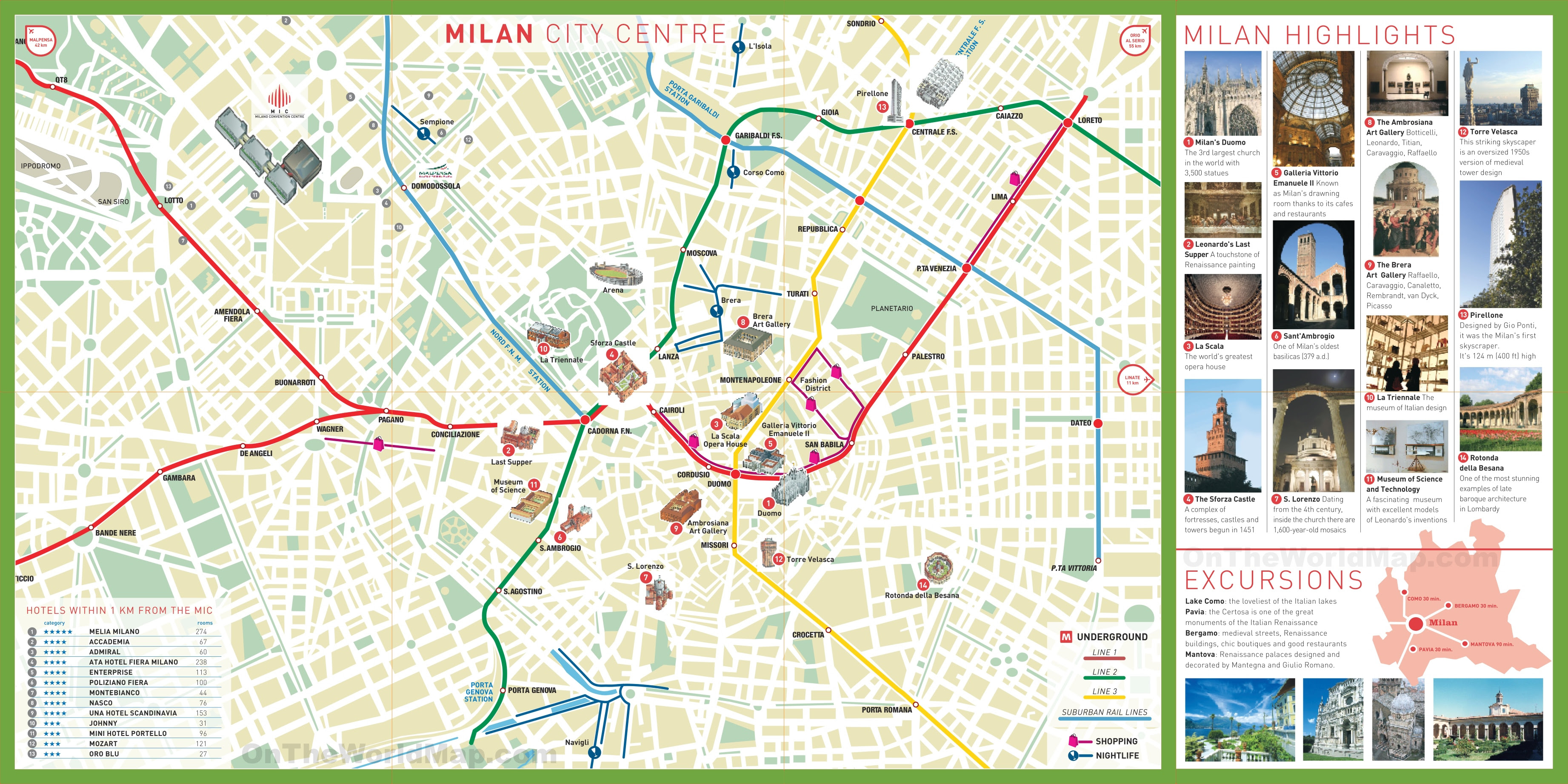 Milan Tourist Attractions Map Milan Tourist Attractions Map