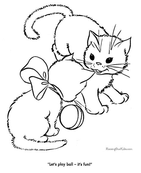 Cat Coloring Pages Ball