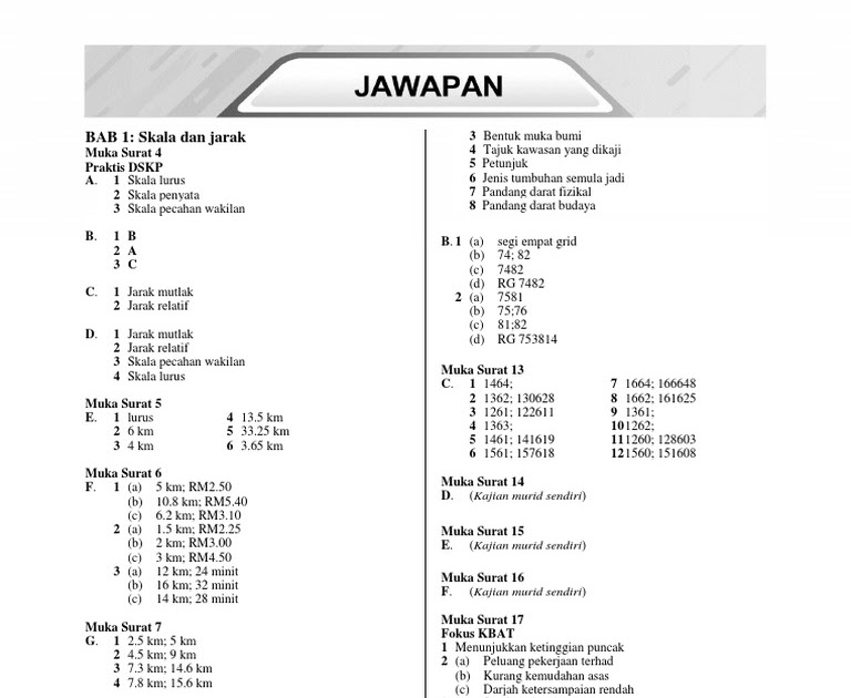 Jawapan Bagi Modul Pentaksiran Bilik Darjah Geografi Tingkatan 2