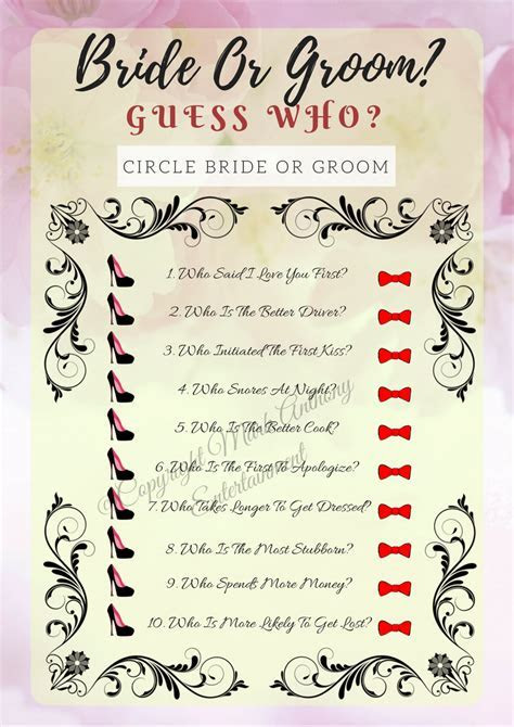 3 Bridal Shower Game Printables 3 Bridal Shower Game Printables