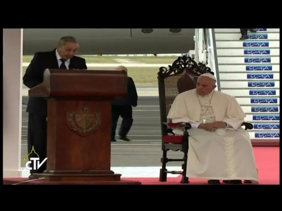 Habla Raúl en recibimiento al Papa Francisco
