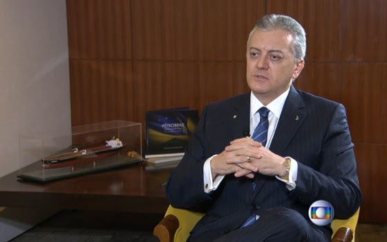 Bendine durante sua primeira entrevista após o anúncio de que assumirá a presidência da Petrobras (Foto: Reprodução/TV Globo)