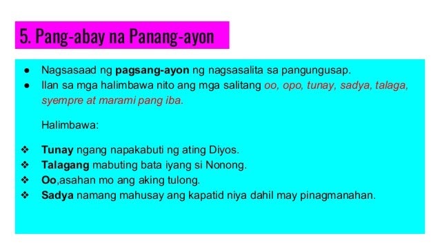 Isang Pangungusap Namay Pandiwa Panghalip Pang Uri Pangngalan Pang Abay