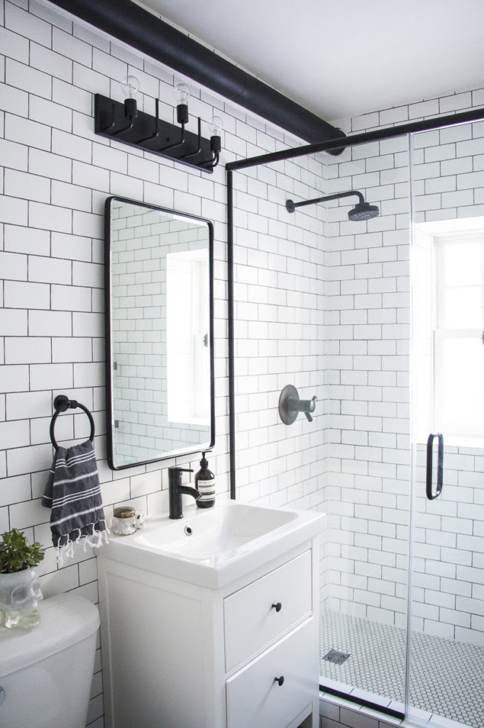 A Modern Meets Traditional Black and White Bathroom ...