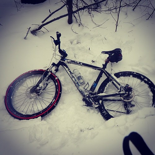 Went bike riding in 10" of snow. Made a lot of snow angels. #mtb #winter #snow #snowmaggeddon2014 #snowdaynumber4