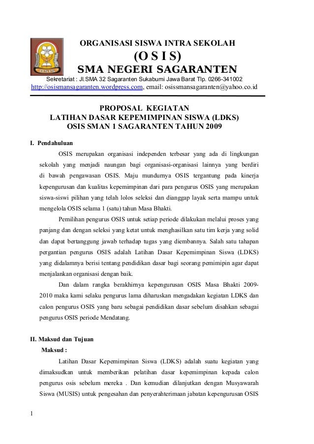 Contoh Laporan Kegiatan Osis Smp Seputar Laporan