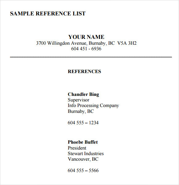 Professional Reference List Template from lh4.googleusercontent.com