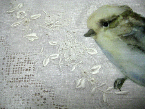 bird on hankie detail