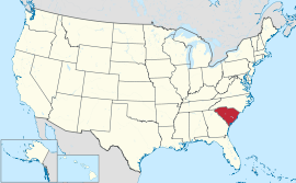 Map of the United States with South Carolina highlighted