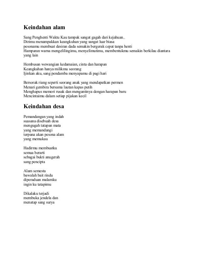 Contoh Syair Tentang Alam Cikimm Com