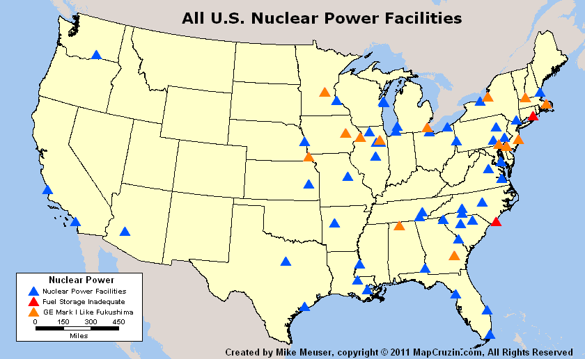 Атомные электростанции сша карта