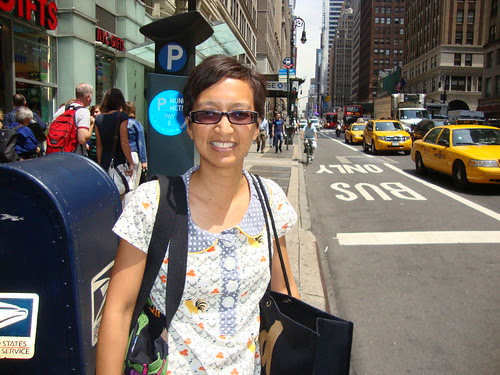 waiting to cross the street