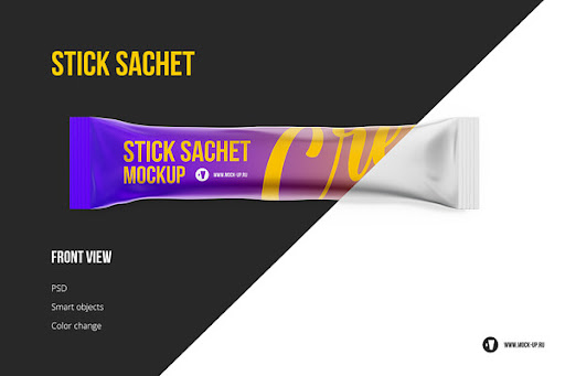 Download Free Stick Sachet Mockup Coffee 3in1 Psd Template PSD Mockup Template