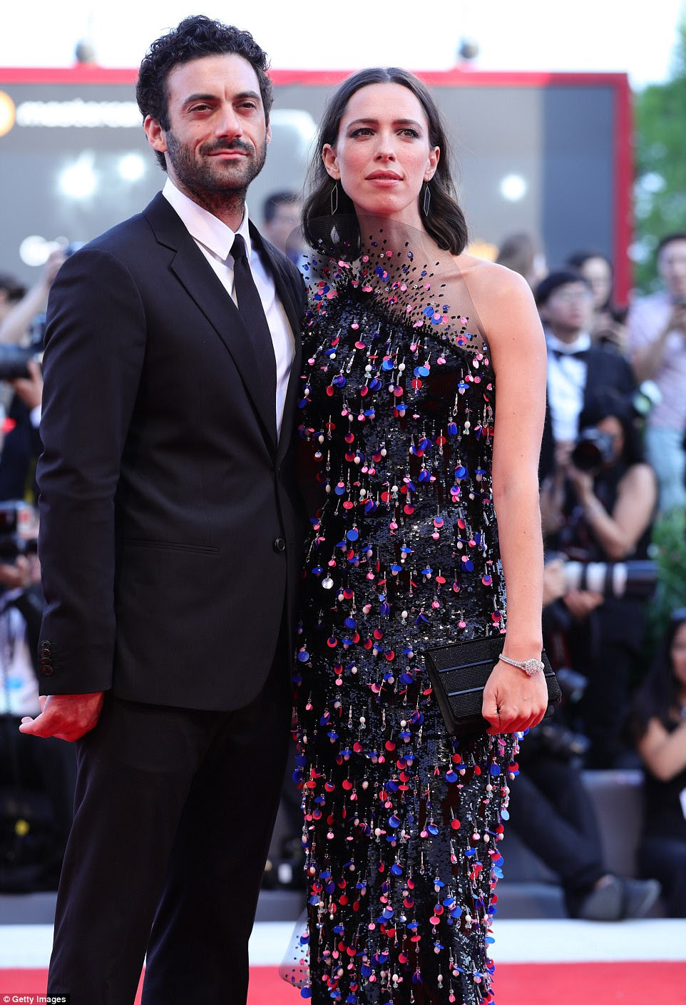 In love: Hall looked sensational as she cosied up to her hunky husband of two years, Morgan Spector