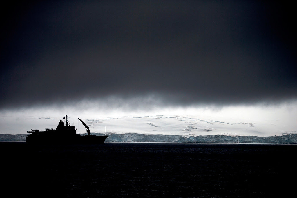 Description of . In this Jan. 25, 2015 photo, Chile's Navy ship Aquiles moves alongside the Hurd Peninsula, seen from Livingston Islands, part of the South Shetland Islands archipelago in Antarctica. This is also the place where a hole in the ozone layer, from man-made refrigerants and aerosols, parks for a couple months when sunlight creeps back to Antarctica in August. It triggers a chemical reaction that destroys ozone molecules, causing a hole that peaks in September and then closes with warmer weather in November. (AP Photo/Natacha Pisarenko)