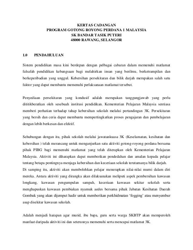 Contoh Surat Rasmi Gotong Royong Surat Rasmi E