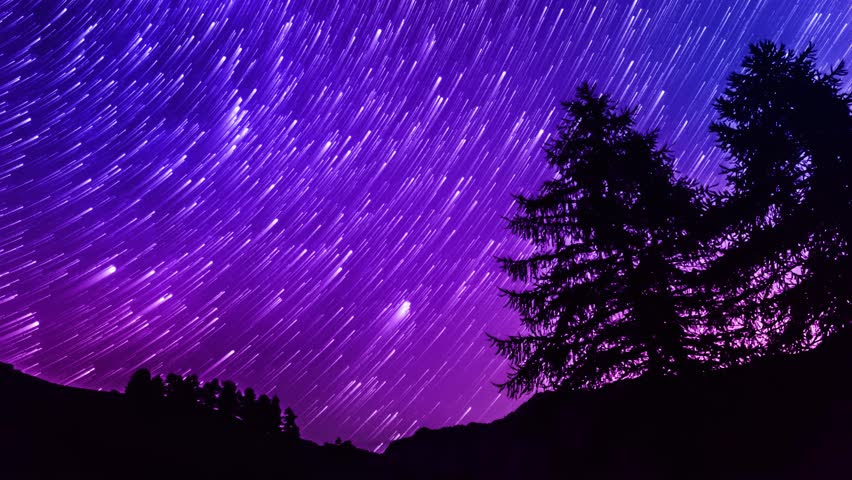 Star Trails Time Lapse Galaxy Night Sky Over Mountain ...