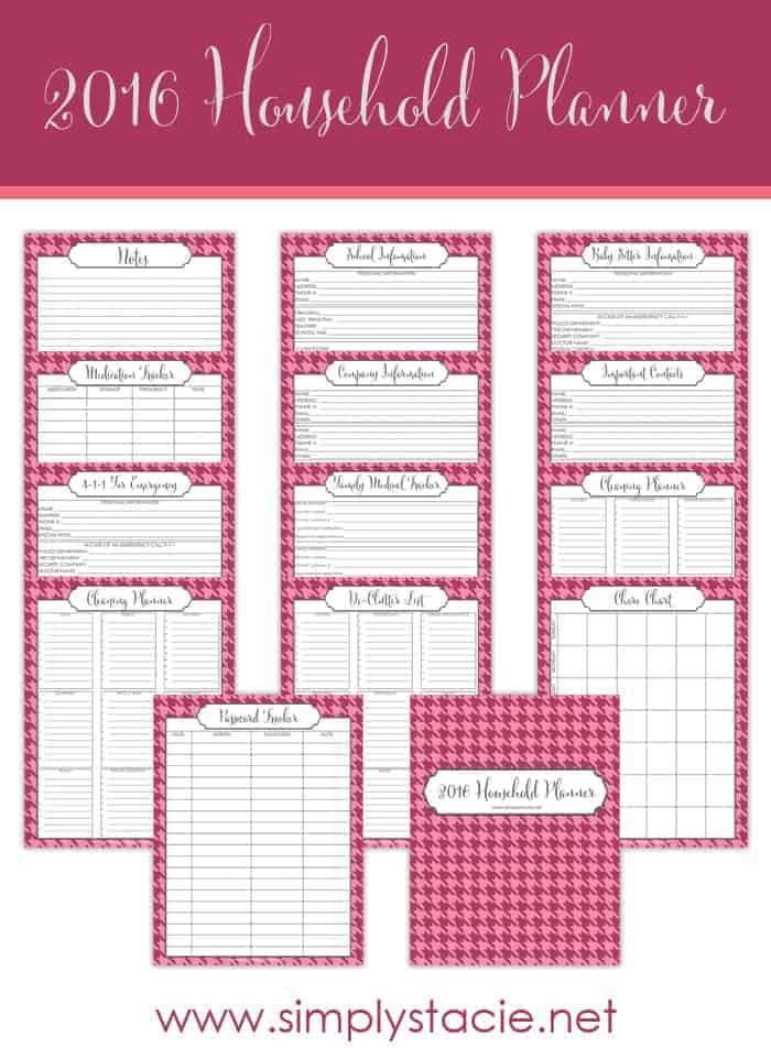 Free 2016 Household Planner Printables
